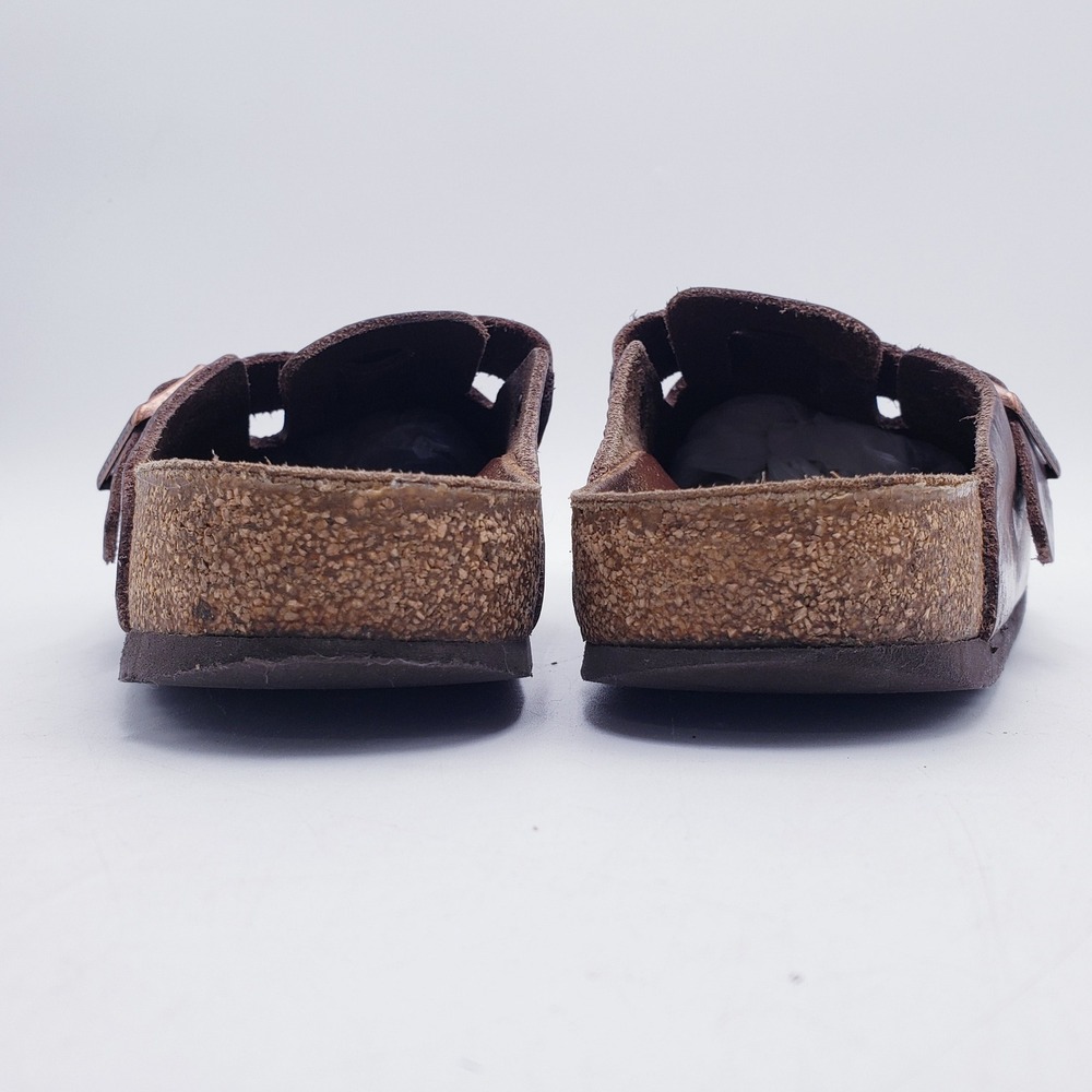 Birkenstock Boston Clogs Brown Leather Buckle Closed Toe Shoes 41 Size 10 - Picture 5 of 9